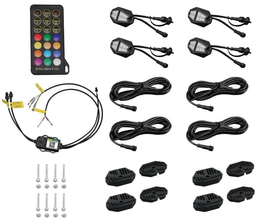 RSDK4 – RACESPORT LT Underbody Light Kit, LED Multi-Color 4 Piece With 9 Foot Cable For Interior Or Exterior Use IP67...